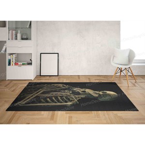 Tapis imprimé avec motif de crâne, design moderne pour la cuisine, la salle à manger et la salle de bain, tapis fin non tissé - Product Image 3