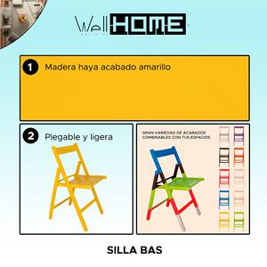 Sedia da Giardino WELL HOME BAS in Legno di Faggio Finitura Gialla 43x47x79 cm - Product Image 2