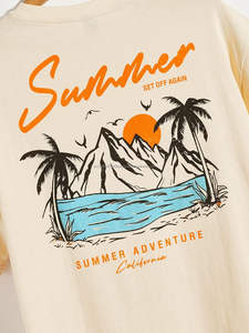 T-shirts graphiques décontractés d'été pour hommes surdimensionnés 100% coton haut à col rond léger imprimé lettre Streetwear haut formel ajusté à manches courtes T - Product Image 4