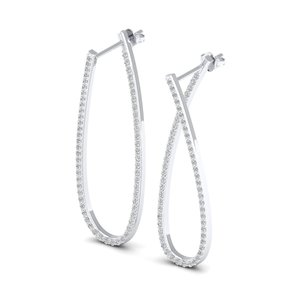 REYES-Boucles d'Oreilles Moissanites Minimalistes en Or Blanc Plaqué Rhodium, 1.8 Carats, 14K, Taille Ronde, pour Femme - Product Image 3