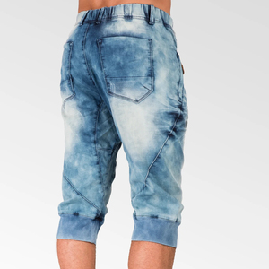 Shorts en jean pour homme de haute qualité, tendance, courts, lavés à la pierre, 100% coton, uni, logo brodé personnalisé, léger - Product Image 3