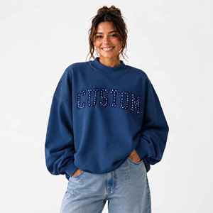 Sweat-shirts pour femmes à col montant, 100% coton de haute qualité, 340 GSM, coupe oversize, épaules tombantes, manches longues, personnalisables avec votre logo, vêtements d'automne - Product Image 1