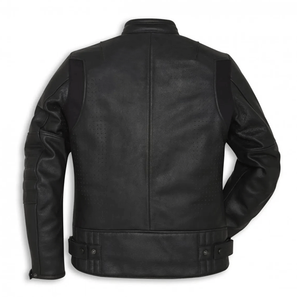 Track Riders Chaqueta de motocicleta de cuero negro genuino Blindado CE Protegido Track Racers Chaqueta de moto de cuero para hombres - Product Image 4