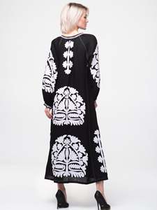 2024 Hot <b>Sale</b> Women's Summer Boho Maxi Casual V Neck Puff Sleeve Solid Wedding Guest Linen Embroidered Dresses - Product Image 4