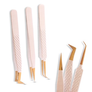 Pince à épiler pour extensions de cils multi-couleurs à effet diamant, en acier inoxydable japonais, avec poignée antidérapante, pour cils 3D à 6D - Product Image 3