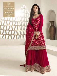 Robe attrayante Heavy Blooming Viscose Chinon Jacquard Salwar Suit & Dupatta Avec Broderie Codding et Séquence Travail à Vendre - Product Image 6