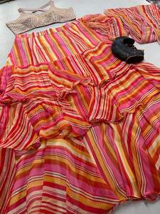 Último diseñador boda fiesta y ocasión desgaste único Digital impreso Sari indio Georgette adornado Sari para mujeres - Product Image 4