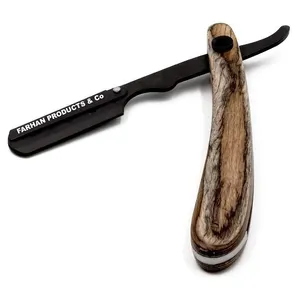 barber Folding Blade razor Knife beard shaving tools double Straight Razor for men with Brown wooden handle by Farhan Products