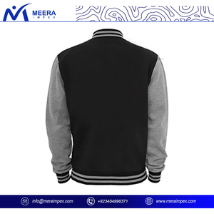 Veste universitaire de haute qualité pour hommes avec mélange de laine et manches en similicuir, broderie personnalisée, patchs et logos pour équipes sportives - Product Image 3