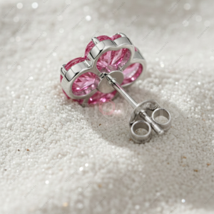 Regalos de Navidad, Pendientes de Diamante Cultivado en Laboratorio de 5 Quilates, Color Rosa Fantasía, Certificados por GIA e IGI, Chapados en Oro Fino de 925, con Diseño de Trébol, para Él - Product Image 3