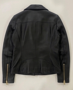 <b>Women</b> Genuine <b>Leather</b> <b>Moto</b> <b>Jacket</b> Full Sleeve Stand Collar Zipper Closure Solid Color Summer Wear - Product Image 2
