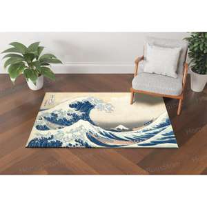 Wave Landscape Printed <b>Rug</b>: <b>Modern</b> Indoor <b>Living</b> <b>Room</b> Bath Bedroom <b>Rug</b>,With Pile Soft <b>Rug</b> - Product Image 4