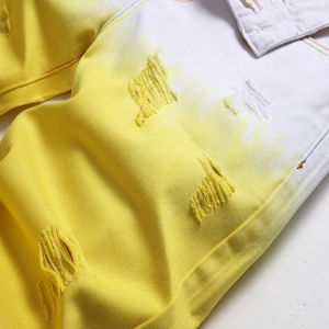 Shorts en jean droits pour homme, qualité professionnelle, sur mesure, été, 100% coton, écologiques, style décontracté, effet usé, fermetures éclair - Product Image 6