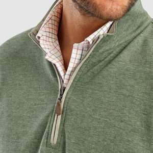 Jersey de cuello redondo de lana con cremallera de medio cuarto personalizado para hombre, suéteres de punto transpirables para invierno, venta al por mayor, barato - Product Image 5