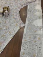 Voile souple 100 % soie pour femme avec broderie papillon élastique, miroir et sequins, style Cancan et Patta en toile, en promotion !
