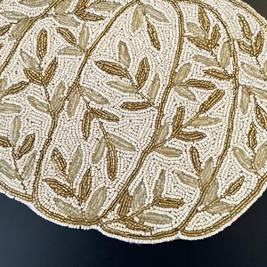 Floral handmade beaded placemat <b>dark</b> red spring tablematinch charger placemats, gift for her embroidered placemat Gift - Product Image 3