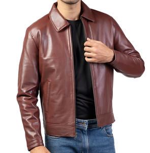 genuine Men's Vintage Motorcycle Lambskin Leather <b>Jacket</b> Stand Collar Plain Dyed for Winter Fashion <b>jacket</b> for men - Product Image 1
