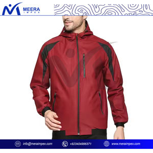 Veste Softshell d'hiver pour hommes en gros veste coupe-vent rouge et noire personnalisée pour vêtements d'extérieur, vêtements de mode et vêtements décontractés - Product Image 3