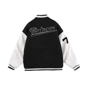 Custom Own Branded Unisex Winter Varsity <b>Jackets</b> Wool <b>Patchwork</b> Windproof Breathable Eco-Friendly Sheep Fur Custom Color & Logo - Product Image 3