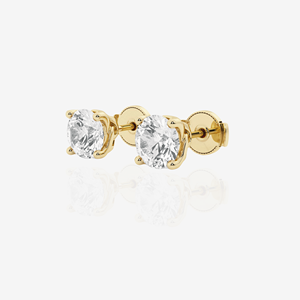 Boucles d'oreilles clous torsadées en or 14 carats certifié avec diamant moissanite taille ronde - Product Image 1