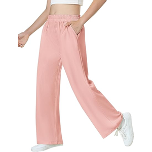 Women's Customized Eco-Friendly Canvas Winter Flat Front <b>Drawstring</b> Casual High Waist Jogger <b>Trouser</b> with Pocket Design - Product Image 2