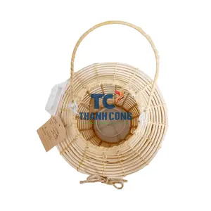 Ucuz fiyat el yapımı hasır fenerler Rattan dokuma bambu dokuma doğal mum fener tutucu
