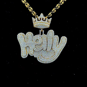 2025 personalizado 925 Plata moissanita diamante con corona diamante fianza Hip Hop Iced Out letra colgante joyería - Product Image 1