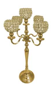 Soporte de luz de té dorado cuentas de cristal soporte de luz de té diamantes de imitación de cristal de lujo color dorado decorativo - Product Image 3