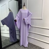 Abayas pour Femmes Manches Chauve-Souris Monopièce Robe de Prière Hijab Femme Musulmane Kimono Caftan Robe Long Khimar Vêtements Islamiques Jilbab