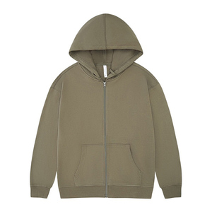 Sweat à capuche zippé pour homme en molleton brodé 100 % coton, style Y2K, épaules tombantes, coupe oversize, imprimé logo personnalisé, poids lourd - Product Image 2