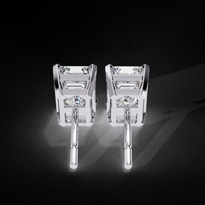 ต่างหูเพชรโมอิสเจียระไนสีทอง18K ประดับหินสองชั้น - Product Image 6