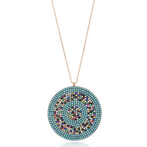 จี้หินเซอร์คอนสีรุ้งทรงกลมรูปทรงเรขาคณิตเครื่องรางจี้ทำด้วยมือแบบตุรกีเครื่องประดับเงินสเตอร์ลิง925 - Product Image 1