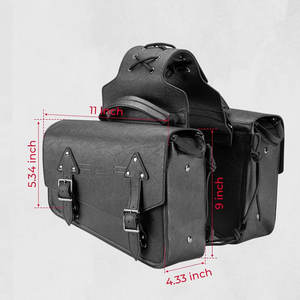 Sacoche de selle de moto noire en cuir véritable personnalisée OEM pour vélo avec logo personnalisé Sacoche de selle - Product Image 4