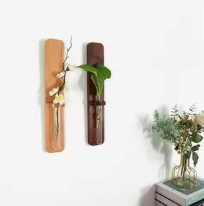 Florero Artístico de Madera con Inserto de Vidrio para Arreglos Florales, Decoración de Mesa de Salón - Product Image 5