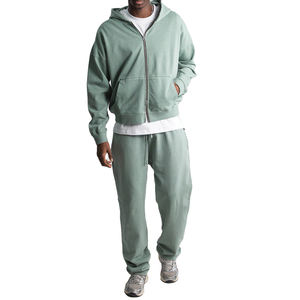 Conjunto de pantalones de chándal con logotipo personalizado de alta calidad de 350g, conjunto de Sudadera con capucha, traje deportivo de gran tamaño, chándal de dos piezas para correr para hombre forrado - Product Image 2