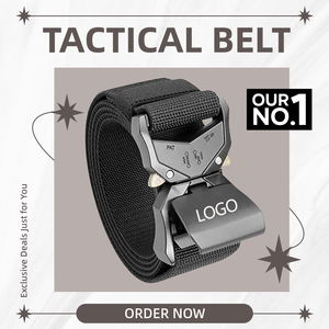 Outdoor-Gürtel mit Aluminiumschnalle, Modisch Verstellbarer Elastischer Stoff-Web-Nylon-Taktik-Herren-Gürtel mit Wunschlogo - Product Image 2