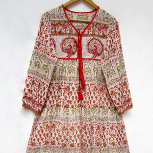 Dernière tendance Safran Jaune Coton Paisley Imprimé A-ligne Maxi Robe pour femme Style Boho Manches longues Boutons Style décontracté - Product Image 1