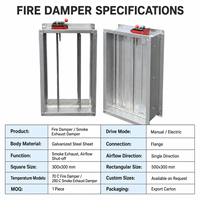 Clapet coupe-flamme en acier galvanisé pour conduite HVAC avec actionneur pour système de ventilation