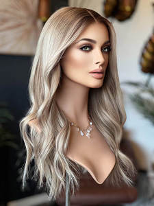 <span class=keywords><strong>Perruque</strong></span> juive sans couture en dentelle, cheveux européens Remy, couleur blonde balayage, <span class=keywords><strong>perruque</strong></span> frontale HD sans colle avec dentelle diamantée pour femmes - Product Image 3