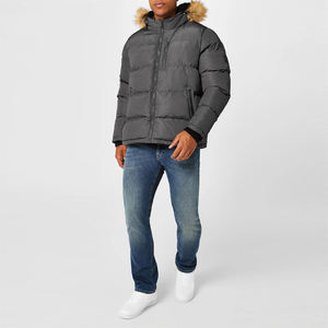 Chaquetas acolchadas personalizadas ligeras y elegantes al por mayor para hombre, diseño de burbuja de lona con cuello levantado y posicionamiento frontal del logotipo - Product Image 2