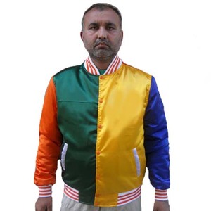 Parches de letras bordadas personalizadas Chaqueta de satén con bordado 3D vintage Chaqueta de alta calidad Chaqueta con logotipo personalizado para hombres - Product Image 2