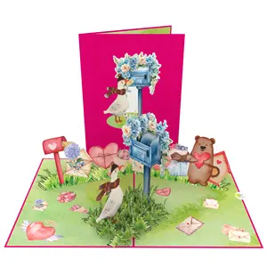 Love Duck 3D Pop Up Card Best Seller For Memorable Valentine Mother's Day Anniversary Birthday 3D Card Handmade Paper Las