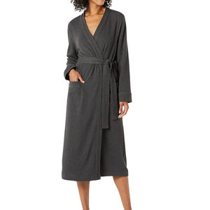 Custom Logo Digital Printed Luxury Cotton Bath Robe Drawstring Closure Woven Breathable Spring Autumn Summer <b>Waffle</b> Knee-Length - Product Image 5