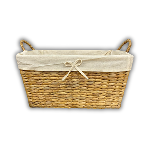 ตะกร้าหวายจากหญ้าทะเลไม้ไผ่ใส่ของผักตบชวาแบบพรีเมี่ยมพร้อมผ้าซับในสำหรับจัดเก็บและตกแต่งทุกห้อง - Product Image 1