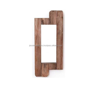 Miroir mural à cadre en bois avec finition polonaise en bois naturel Design floral en forme d'arc sur le dessus pour la décoration de la maison et du salon - Product Image 5