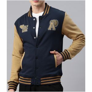 แจ็กเก็ตเบสบอลวิทยาลัยสำหรับผู้ชายแจ็คเก็ตตัวแทนทีมโรงเรียนแจ็กเก็ตแบบกำหนดเองว่างเปล่าแผ่นติดด้วยกำมะหยี่ - Product Image 1