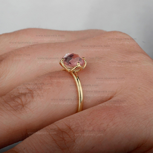 Nouveau classique élégant solide 14K or jaune noeud pastèque Tourmaline bague bijoux indiens pour fiançailles mariage et fête - Product Image 4