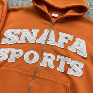 Survêtement en molleton français avec broderie appliquée personnalisée, lavage à l'acide, effet délavé, broderie de patchs, ensemble de survêtement 2 pièces - Product Image 3