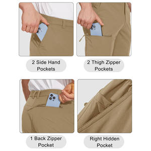 Haute qualité matériel couleur unie tricoté hommes pantalons Cargo pantalon pour décontracté taille élastique multi-poches hommes pantalons Cargo - Product Image 4