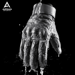 Gants de moto Aifran avec logo personnalisé : Gants de moto en cuir respirants à doigts entiers, compatibles avec les écrans tactiles, équipement de protection pour la course à moto - Product Image 4